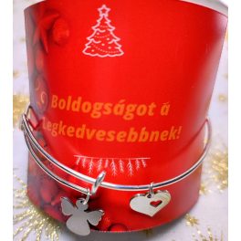   Védő Angyal  - Szív charmokkal díszitett karkötő - Karácsonyi ajándékkártyával ( (Boldogságot a legkedvesebbnek)
