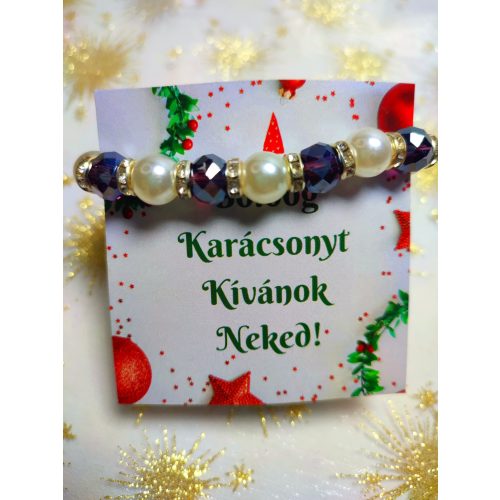 Csillogó lila ásványkarkötő