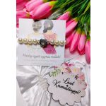  koszorúslányfelkérő szett: fehér ásványkarkötő , leszel a koszorúslányom fatábla, koszorúslány felkérő kísérőkártya, 