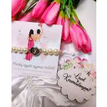 Felkérő koszorúslánynak: fehér ásványkarkötő , leszel a koszorúslányom fatábla, koszorúslány felkérő kísérőkártya