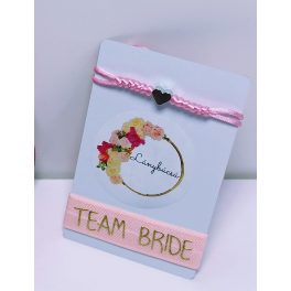   Lánybúcsú karkötős szett ( TEAM BRIDET  gumikarkötő koszorúslány csuklódísz és szív zsineg karkötő)