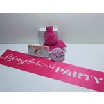 Lánybúcsú folyamatban  szív SZETT -  kitűző, vállszalag, TEAM BRIDE  gumis karkötő, zsineg rózsaszín  szív karkötő