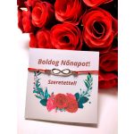 piros ininfiy karkötő - nőnapi üdvözlőkártyával
