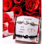 Yin Yang-  Fekete-Fehér páros karkötő idézettel