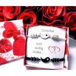 Yin Yang-  Fekete-Fehér páros karkötő idézettel