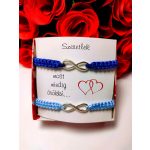 Világoskék - Sötétkék  INFINITY páros karkötő - idézettel 