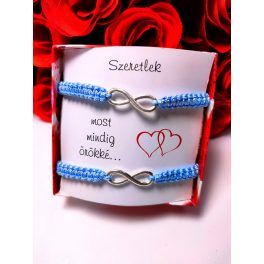 Világoskék - INFINITY páros  karkötők - idézettel 