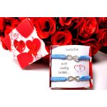 Világoskék - INFINITY páros  karkötők - idézettel 