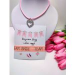 koszorúslányoknak- lánybúcsú szett -  rózsaszín szív nyaklánc, bride team gumikarkötő és  lánybúcsús kísérőkártya