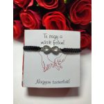 Valentin napi fekete zsinóros infinity karkötő