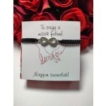 Valentin napi fekete zsinóros infinity karkötő