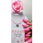 koszorúslány lánc: rózsaszín viaszos zsineg nyaklánc -bridesmaid felirattal -  lánybúcsús kísérőkártyával 