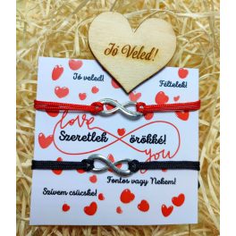   PIROS-FEKETE INFINITY PÁROS ZSINÓR KARKÖTŐ - JÓ VELED! ÜZENETTEL