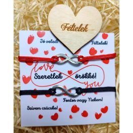   PIROS-FEKETE INFINITY PÁROS ZSINÓR KARKÖTŐ - FÉLTELEK FATÁBLA ÜZENETTEL