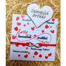   PIROS INFINITY ZSINÓR KARKÖTŐ - SZERETLEK ÖRÖKKÉ  FATÁBLA ÜZENETTEL